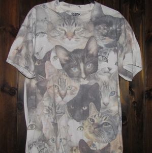 Gildan Cat Graphic T-Shirt Unisex Size LG